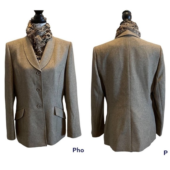 Le Suit Collections Blazer Jacket Size 12 Brown Scarf 2pc Set workwear - Picture 10 of 10